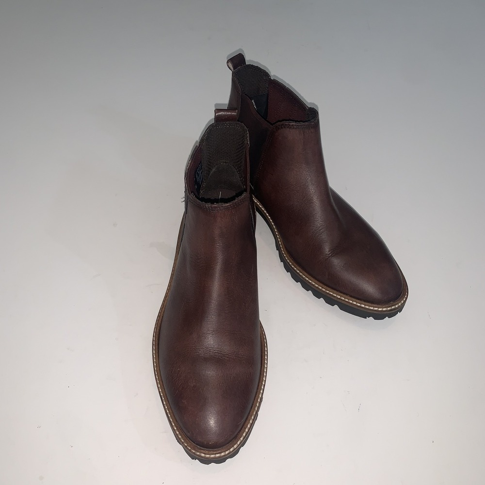 ECCO Boots Womens Size 6.5 Brown Leather Chelsea Ankle Pull On Lug Sole 271423
